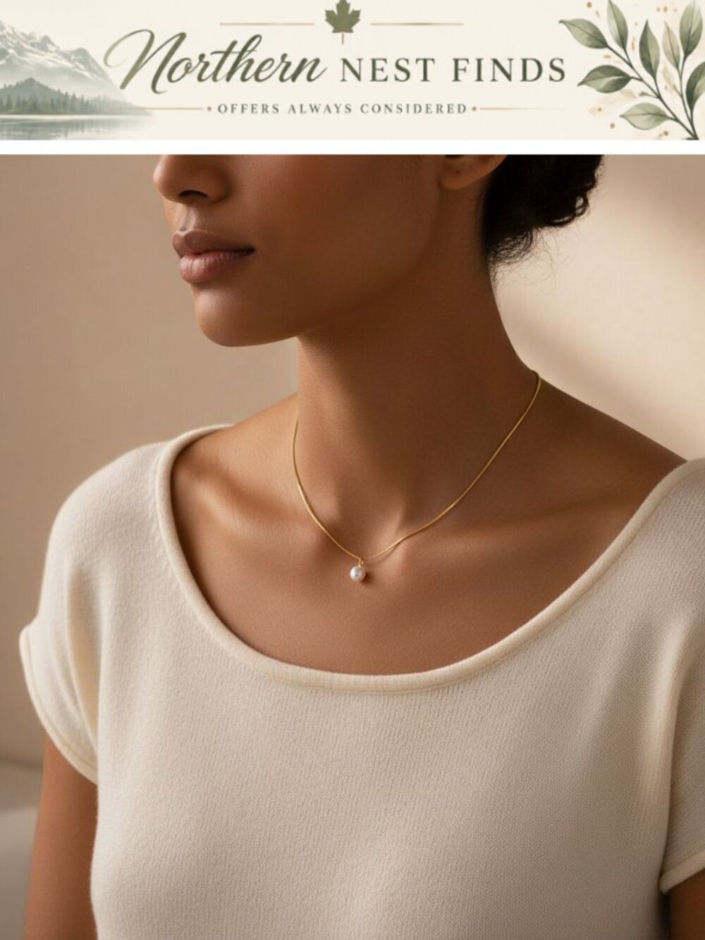 14K Gold Plated Pearl Pendant Necklace Choker for Women